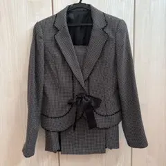 スカートスーツ ブラック・ホワイト チェック柄