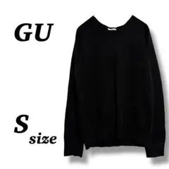 【GU】クルーネック　セーター　ニット　薄手　ブラック　黒　シンプル