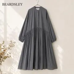 BEARDSLEY ビアズリー ギャザーワンピース グレー 長袖 綿100% - メルカリ