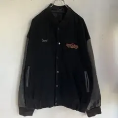 ヴィンテージ スタジャン スタジアムジャンパー レザー アメカジ 古着 ブラック