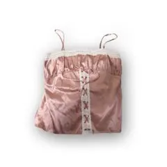 ピンク サテン キャミソール レース装飾