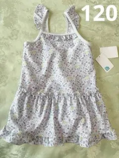 新品　西松屋チェーン　120サイズ　小花柄スカート付きワンピース水着