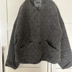 ZARA ハートキルティングジャケット M グレー
