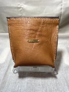 手縫い革製ポーチバック ／ファスナー付き. #KAMMAR02