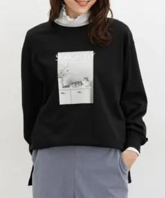 ハニーズ CINEMA CLUB フォトチュニックTシャツ 長袖 ブラック S