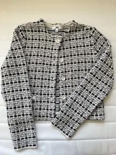 UNIQLO ノーカラージャケット S ホワイト・ブラック