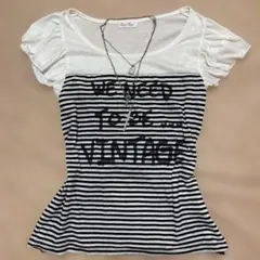 y2k平成ギャルフリル袖ストライプTシャツ Bye Byeのサムネイル