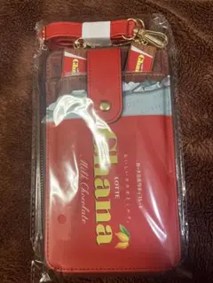 ガーナ Ghana チャーム付きスマホショルダーポーチ　赤　ミルクチョコレート
