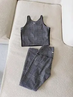 美品　NIKE　DRIFIT　ヨガ　グレンチェック柄　セットアップ　Sのサムネイル