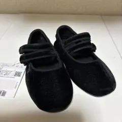 新品　未使用　ベビー　ブラック　ベルベット　バレエシューズ MNG 14cm