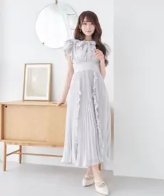 RoseMuse ロゼミュ Chiffon pleats dress グレー - メルカリ