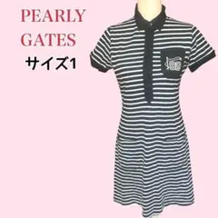 PEARLY GATES ゴルフウェア 半袖ポロワンピース ボーダー柄 サイズ1