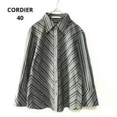 CORDIER 長袖トップス ストライプシャツ ラメ 総柄 グレー系 40のサムネイル
