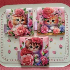 SALE♡miniハンカチセット カーネーション薔薇だにゃんこ