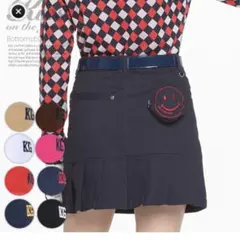 ニコちゃん立体ポケット付き後ろプリーツスカート キスオンザグリーン 黒 ブラック