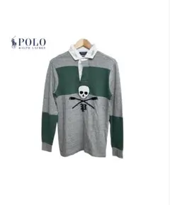★ ポロ ラルフローレン 刺繍 スカル 襟ステンシル 配色 長袖 ラガーシャツ