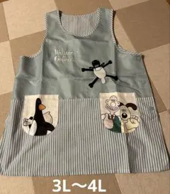 ⭐︎美品　ひつじのショーンエプロン　3L〜4Lサイズ水色　ストライプ　大きなサイズのサムネイル