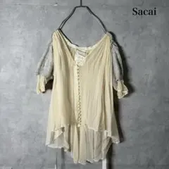 Sacai ドッキング シフォン ニット ブラウス シルク N3022のサムネイル