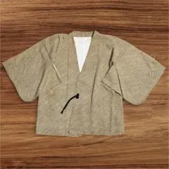 【昭和レトロ】羽織　黄色　着物　和装　アンティーク　男性　黄色　道中着　絞り柄