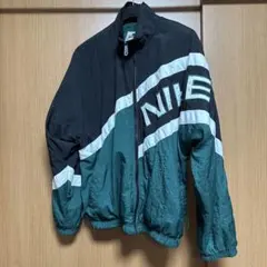 【希少】90's 希少 NIKE 古着 グリーン 刺繍 ロゴ ナイロンJKT