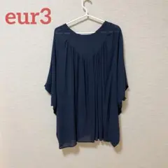 eur3 ネイビー 半袖ブラウス サイズ1のサムネイル