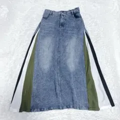ouroboros サイドライン異素材オーバーマキシデニムスカート　フリー
