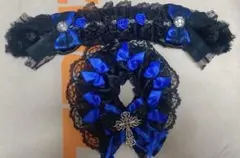 ぬい服 うさ耳ヘッドドレスとケープセット ブラック ブルー