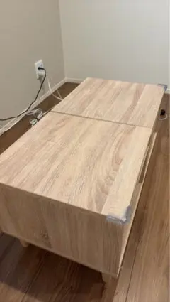 ナチュラルウッド センターテーブル 引き出し付き