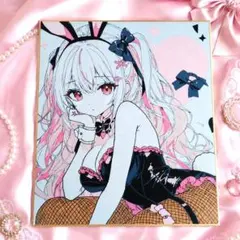 ト*ム様 手描きイラスト バニーガール ピンク 大色紙(約27.3×24.2