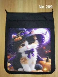 【ハンドメイド】サコッシュ　ハロウィン猫のサムネイル