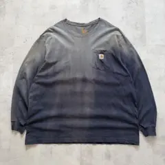 “鬼フェード” ポケット・ロンT　Boro ボロ　褪色　墨黒　グラデ　長袖2XL