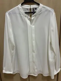 ホワイト 長袖ブラウス M しまむら