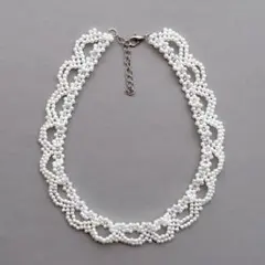 パール風ビーズ　ネックレス　つけ襟