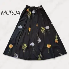 MURUA 花柄フレアスカート タックギャザーフラワープリント　ロング　Fのサムネイル