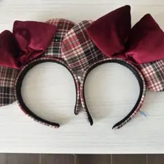 ディズニー ミニーチェックカチューシャ2個セット