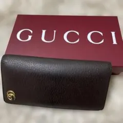 GUCCI ダークブラウン レザー 長財布のサムネイル