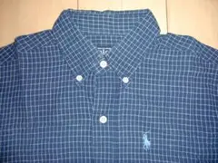 RalphLaurenラルフローレン半袖ボタンダウンシャツ青×白チェック