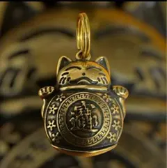 真鍮製 招き猫 キーホルダー ゴールド　招財進寳　金運上昇