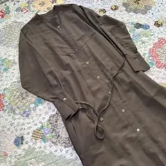 美品　ROPE シャツワンピース ブラウン ロング 羽織り ベルト付　カーキ