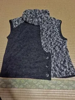 グレー系タートルネックベスト ボタン付き