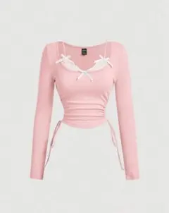 トップス　レディース　ピンク　リボン