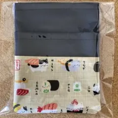 合皮　ラミネート　オーガナイザー　すしねこ 猫柄　ソフトペンケース