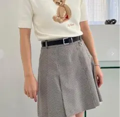 リリーブラウン ベルト付きタックプリーツスカショーパン チェック