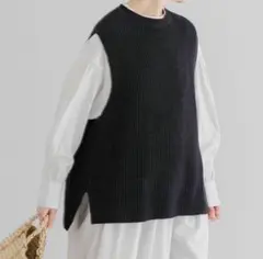 kagure リネンコットンニットベスト フリーサイズ　かぐれ