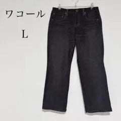 ワコール 七分丈ストレッチカジュアルパンツ デニム調ボタンプリント ウエストゴムのサムネイル