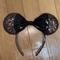ディズニー ミニー カチューシャ スパンコール ブラウン ブラック