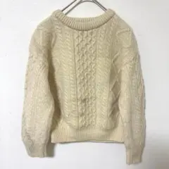 アイルランド製Aran Crafts 【S】アランセーター ウール 生成　訳あり