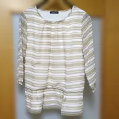 COMME CA ISM 七分袖 ボーダー ブラウス M（袖裏無し）のサムネイル