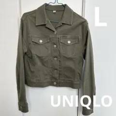 L ユニクロ　UNIQLOオリーブ色 クロップド　ミリタリージャケット　Gジャン