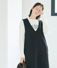 コカ『F』Vネック ノースリーブ ロング ワンピース ブラック ゆったり